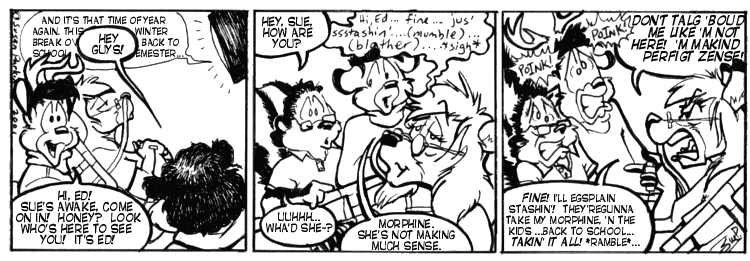 Strip for 2001-01-11 - ** o/ Morphene Haze... All in my Brain... o/ **
