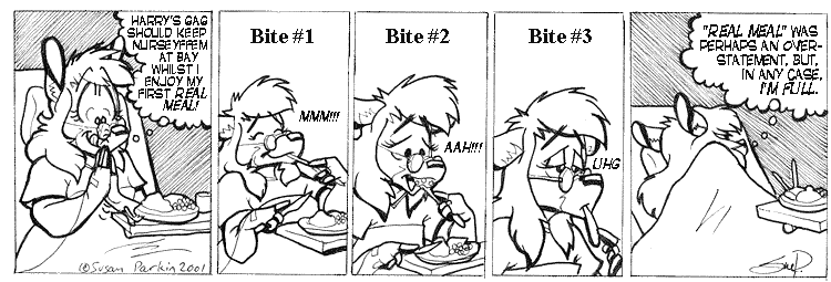 Strip for 2001-02-19 - ** And it's one... two... three bites I'm out! **