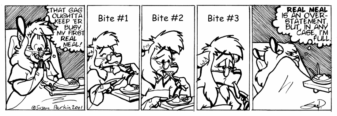 Strip for 2001-02-19 - ** And it's one... two... three bites I'm out! **