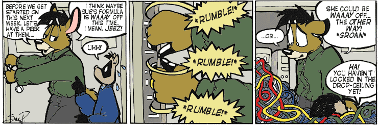 Strip for 2001-05-04 - ** Eric & Dan take a sneak peek... and get a sneak 