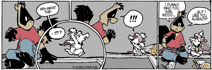 Strip for 2001-06-08 - ** Looks like the way to a Ferret's heart IS through his heart! **