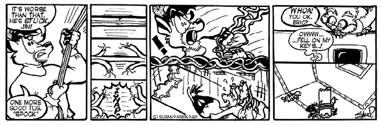 Strip for 2001-08-27 - ** Once in a while, we all fall on our...tails. **