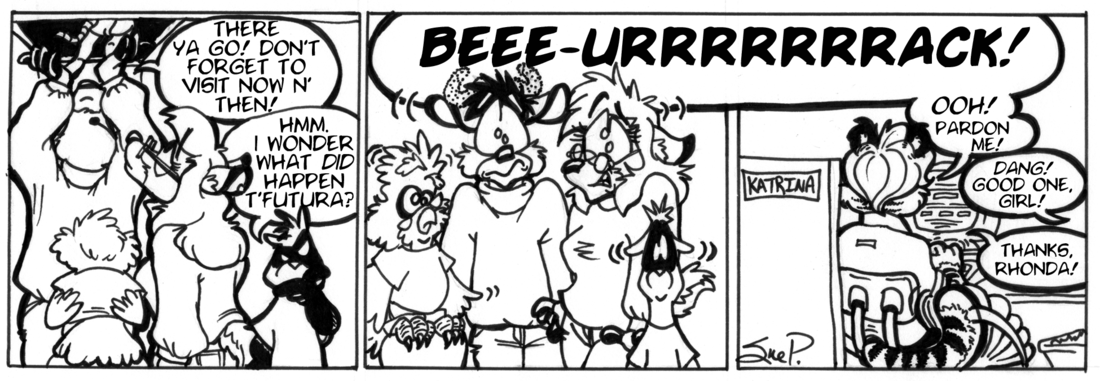 Strip for 2001-11-02 - ** Futura's in a beer rack??? Somehow, I don't think so. **