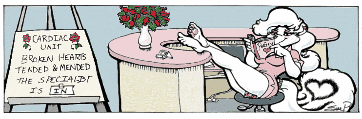 Strip for 2002-02-14 - ** Mending broken hearts for 'peanuts.' - Happy Valentine's Day! **