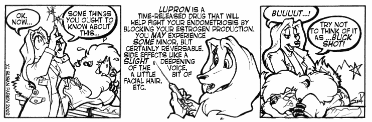 Strip for 2002-06-12 - ** Honestly, the puns hurt more than the shot. **