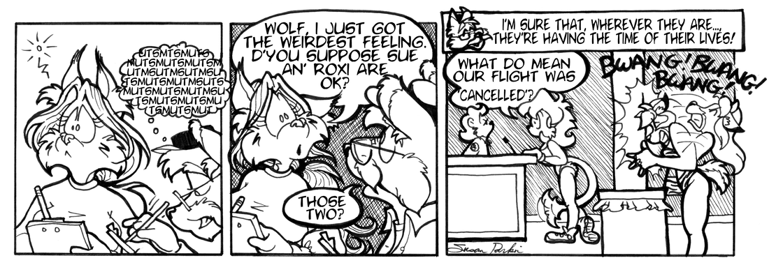 Strip for 2002-12-18 - ** Don't worry. Given that pole's proximity to the ticket counter, I'm sure it's quite used to that sort of thing. **