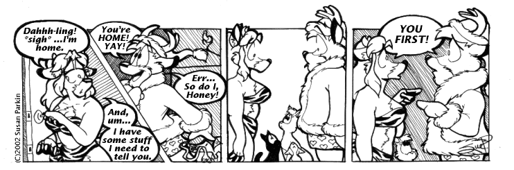 Strip for 2002-12-23 - ** Think we'll see Lum-chan kissing Santa Claus? Underneath the mistletoe tonight? **