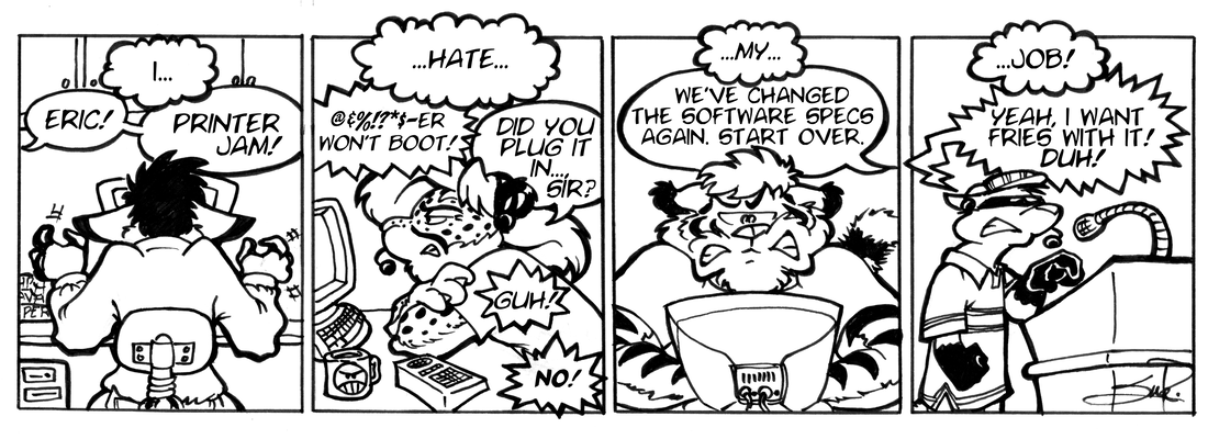 Strip for 2003-04-28 - ** Tech support or fry tech. Work just stinks. **