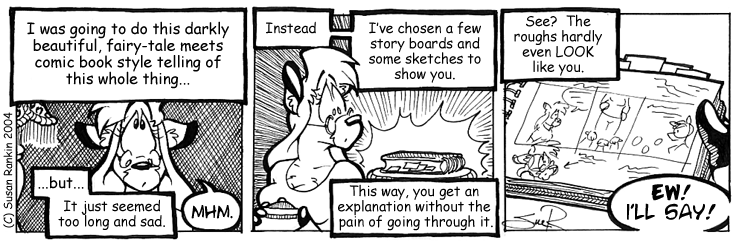 Strip for 2004-09-13 - ** She's an open book. With Post-It notes. **