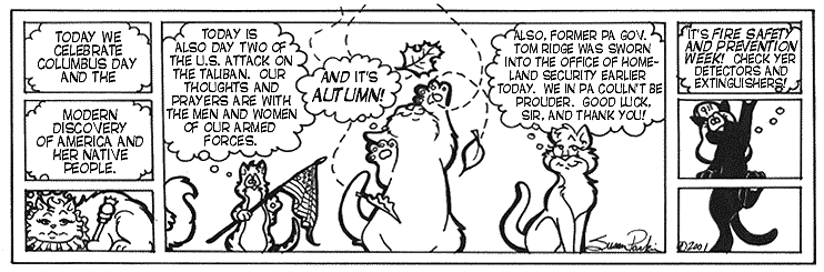 Strip for 2001-10-09 - ** We will return after these messages! **