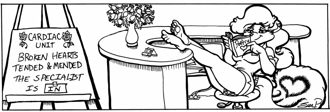 Strip for 2002-02-14 - ** Mending broken hearts for 'peanuts.' - Happy Valentine's Day! **