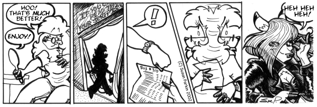 Strip for 2002-06-05 - ** But...there IS no bus! Happy Birthday, Kagemushi! **