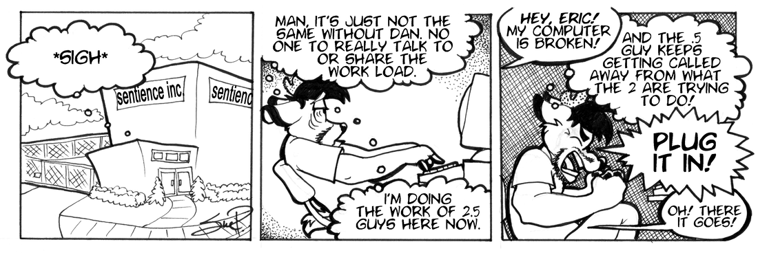 Strip for 2003-07-07 - ** It's like that .5 of the 2.5 kids the average American family has... Creepy. **